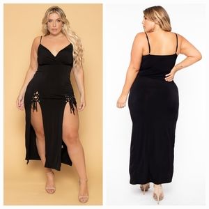CurvySense Black Melissa M Slit Dress Size 4XL NWT